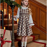 Carmine, Smocked Dress, in Red Tartan