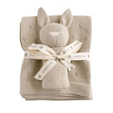 Pique Blanket + Bunny Lovey Birch Baby Set