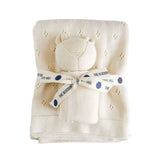 Pique Blanket + Bear Lovey Cream Baby Set