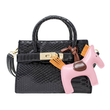 Crocodile Pony Handbag - Black