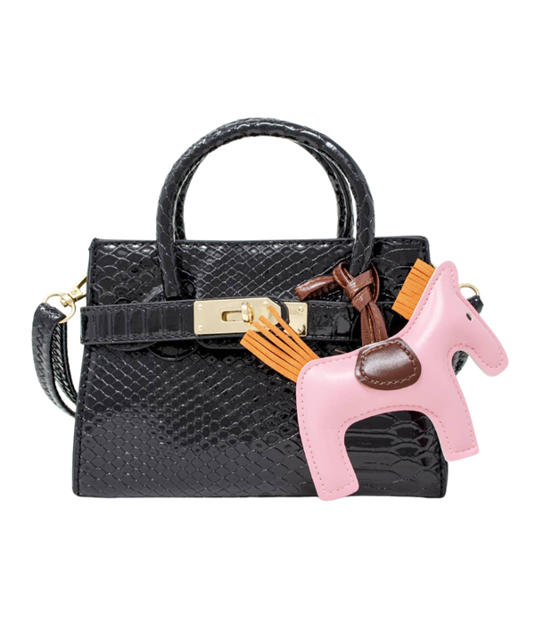 Crocodile Pony Handbag - Black