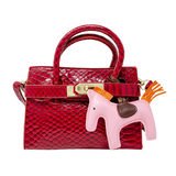 Crocodile Pony Handbag - Red