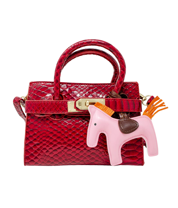 Crocodile Pony Handbag - Red