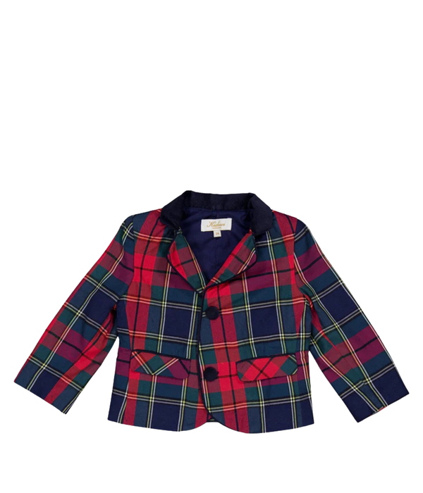 Edgard, Boy Jacket, in Navy and Red Tartan