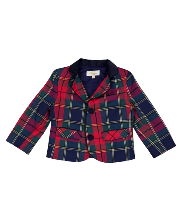 Edgard, Boy Jacket, in Navy and Red Tartan