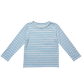 Edward Baby T-Shirt - Dusty Blue Fine Stripe