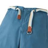Boy Edward Regular Straight Twill Pants With Striped Canvas Belt - Blue
