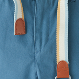 Boy Edward Regular Straight Twill Pants With Striped Canvas Belt - Blue