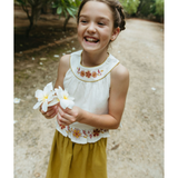 Elsie Skirt Set Antique - White & Chartreuse