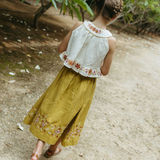 Elsie Skirt Set Antique - White & Chartreuse