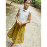 Elsie Skirt Set Antique - White & Chartreuse