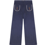 Embroidered Bell Bottom Pants - Cobalt Blue Velvet