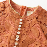 Esme Embroidered Sleeve Mini Dress - Cinnamon