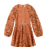Esme Embroidered Sleeve Mini Dress - Cinnamon