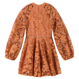 Esme Embroidered Sleeve Mini Dress - Cinnamon