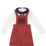 George Dungaree and Shirt - Red Tartan