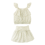 Girl Ambessa Strappy Ruffled Top & Tiered Skirt Set - Multicolor