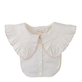 Girl Benedicta Sweater With Woven Ruffled Collar - Pink
