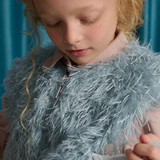 Girl Eudora Faux Fur Zip Vest - Blue