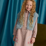 Girl Eudora Faux Fur Zip Vest - Blue
