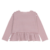 Girl LS Stripe Top - White Burgundy