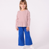 Girl LS Stripe Top - White Burgundy