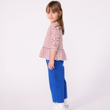 Girl LS Stripe Top - White Burgundy