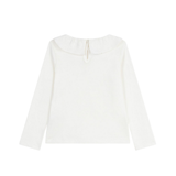 Girl LS Tee With Ruffle Collar - White
