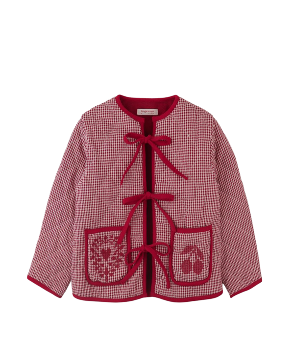Girl Lavinia Boxy Quilted Coat - Red