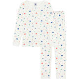 Girl Loungewear LS Heart Print Top And Pants - White Multi