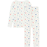 Girl Loungewear LS Heart Print Top And Pants - White Multi