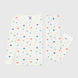 Girl Loungewear LS Heart Print Top And Pants - White Multi