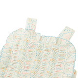 Girl Martina Trellis Print Smocked Top With Wide Straps & Ruffles - Multicolor