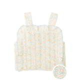 Girl Martina Trellis Print Smocked Top With Wide Straps & Ruffles - Multicolor