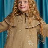 Girl Philippa Herringbone Cape Coat - Tan