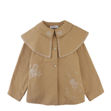 Girl Philippa Herringbone Cape Coat - Tan