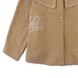 Girl Philippa Herringbone Cape Coat - Tan