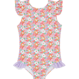 Girls Island Blossom Ruffle Cap Sleeve Rashguard One Piece