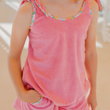 Girls Pink Sands French Terry Tie-Knot Tank Top Set
