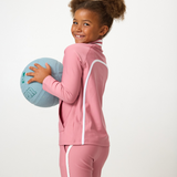 Girls Retro Half Zip - Dusty Pink