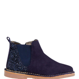 Glitter and Suede Chelsea Boots - Navy