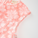 Holly Cotton Embroidered Mini Dress - Coral