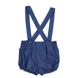 Jack, Smocked Baby Bloomer, in Blue Denim Light Herringbone