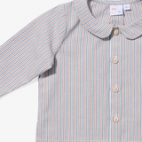 Jefferson Baby Shirt - Indigo Linen Stripe