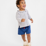 Jefferson Baby Shirt - Indigo Linen Stripe