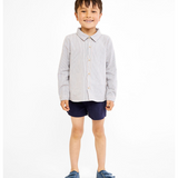 Jeffie Shirt - Indigo Linen Stripe