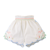 Girl Jisoo Shorts With Butterfly Embroidery & Scalloped Edges - Off White