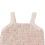 Girl Josephine Striped Peplum Top With Flower Appliqué - Pink