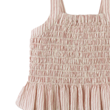 Girl Josephine Striped Peplum Top With Flower Appliqué - Pink