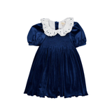 Joséphine, Smocked Dress, in Navy Velvet